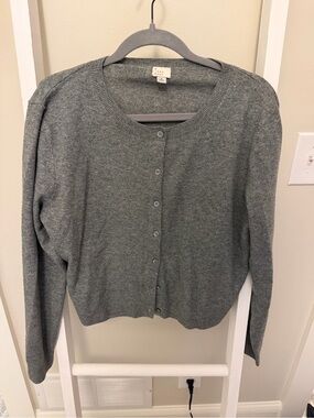 a new day Gray Button-Front Crewneck Cardigan